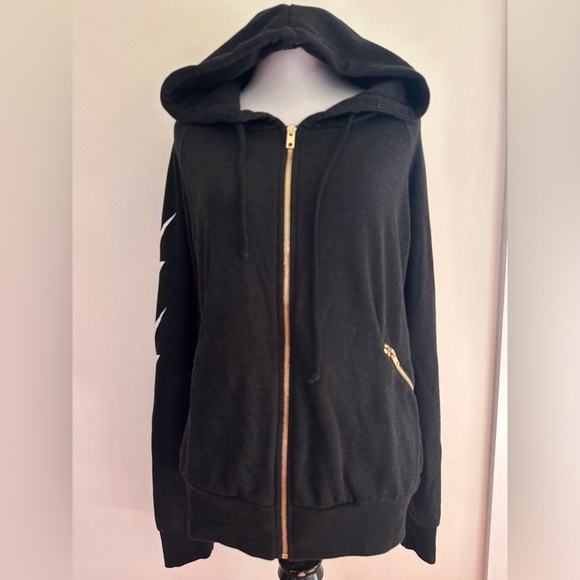 Aviator Nation bolt oversized full zip hoodie size M. Black - Picture 2 of 11